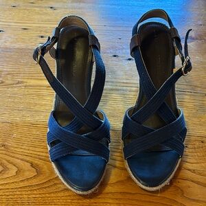 Banana Republic blue espadrille wedge heels